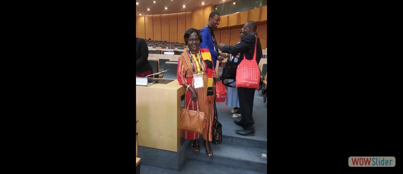 Senior Educationist and eLearning presenter Mrs Olive Kyohere in side the AU