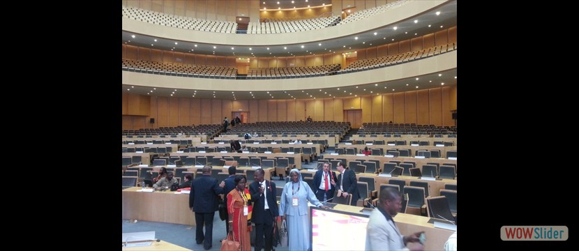 Presenters from Uganda meeting Egyptian minister of technology at the AU