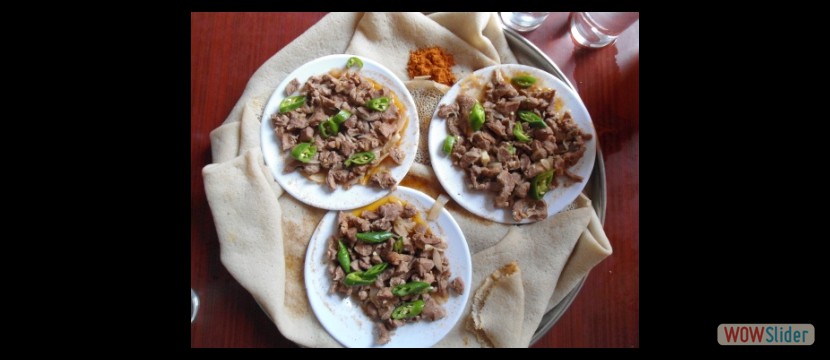 The main food called Injala served to three guests.