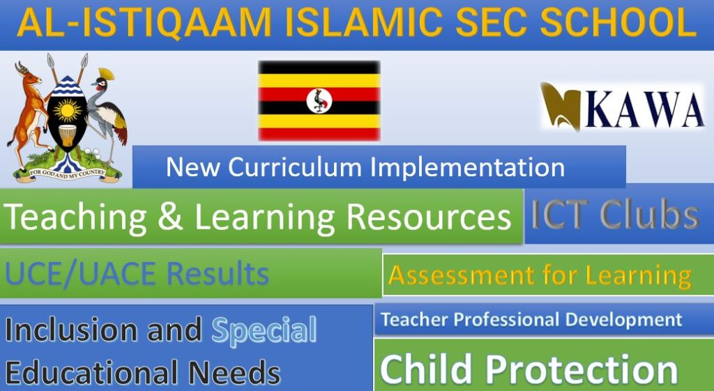 Al-Istiqaam Islamic Secondary School, Budaka New Curriculum Implementation, Teaching and Learning Resources, ICT Club, and Staff Professional Development.