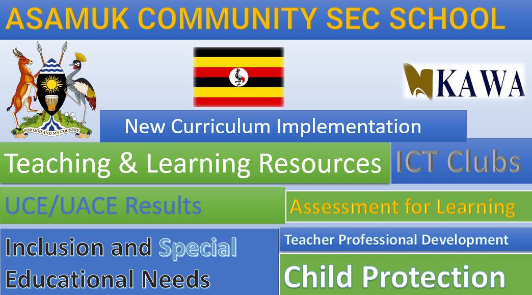 Asamuk Secondary School location, New Curriculum Implementation, Teaching and Learning Resources, UCE/UACE Results, ICT Lab and Clubs