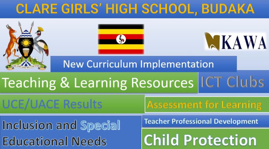 St.Clare Girls' High School, Budaka New Curriculum Implementation, Teaching and Learning Resources, ICT Club, and Staff Professional Development.