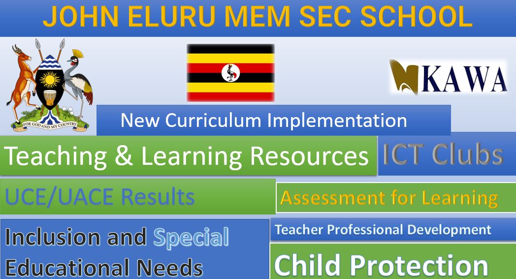 John Eluru Mem Secondary School location, New Curriculum Implementation, Teaching and Learning Resources, UCE/UACE Results, ICT Lab and Clubs