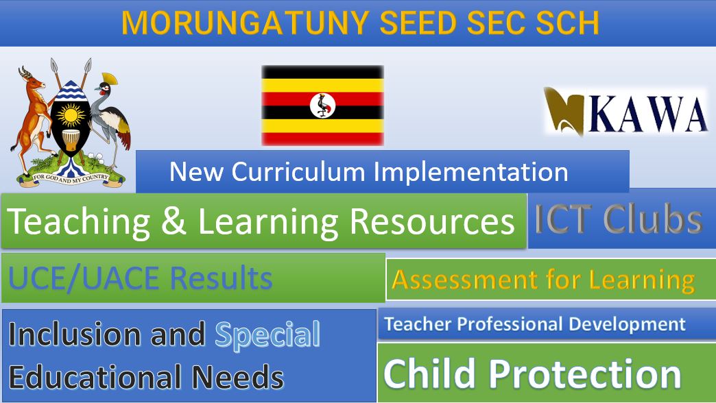 Morungatuny Seed Secondary School location, New Curriculum Implementation, Teaching and Learning Resources, UCE/UACE Results, ICT Lab and Clubs